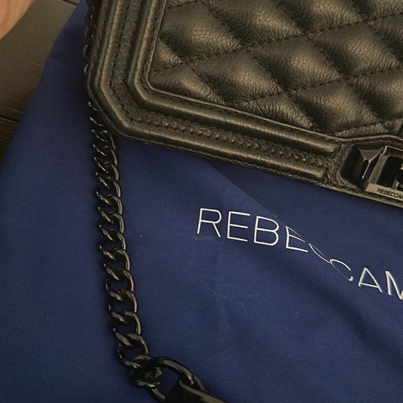 REBECCA MINKOFF BLACK LEATHER JUMBO LOVE CROSSBODY BAG - Picture 3 of 7